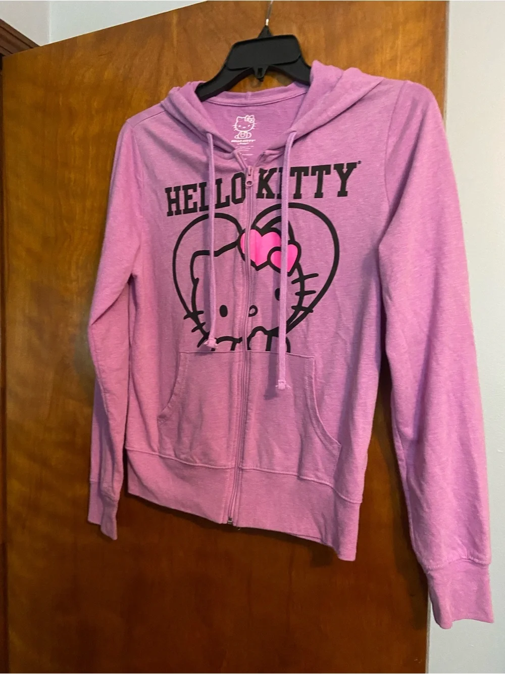 Hello Kitty Pink Zip Hoodie with Graphic Front - Picture 1 of 3